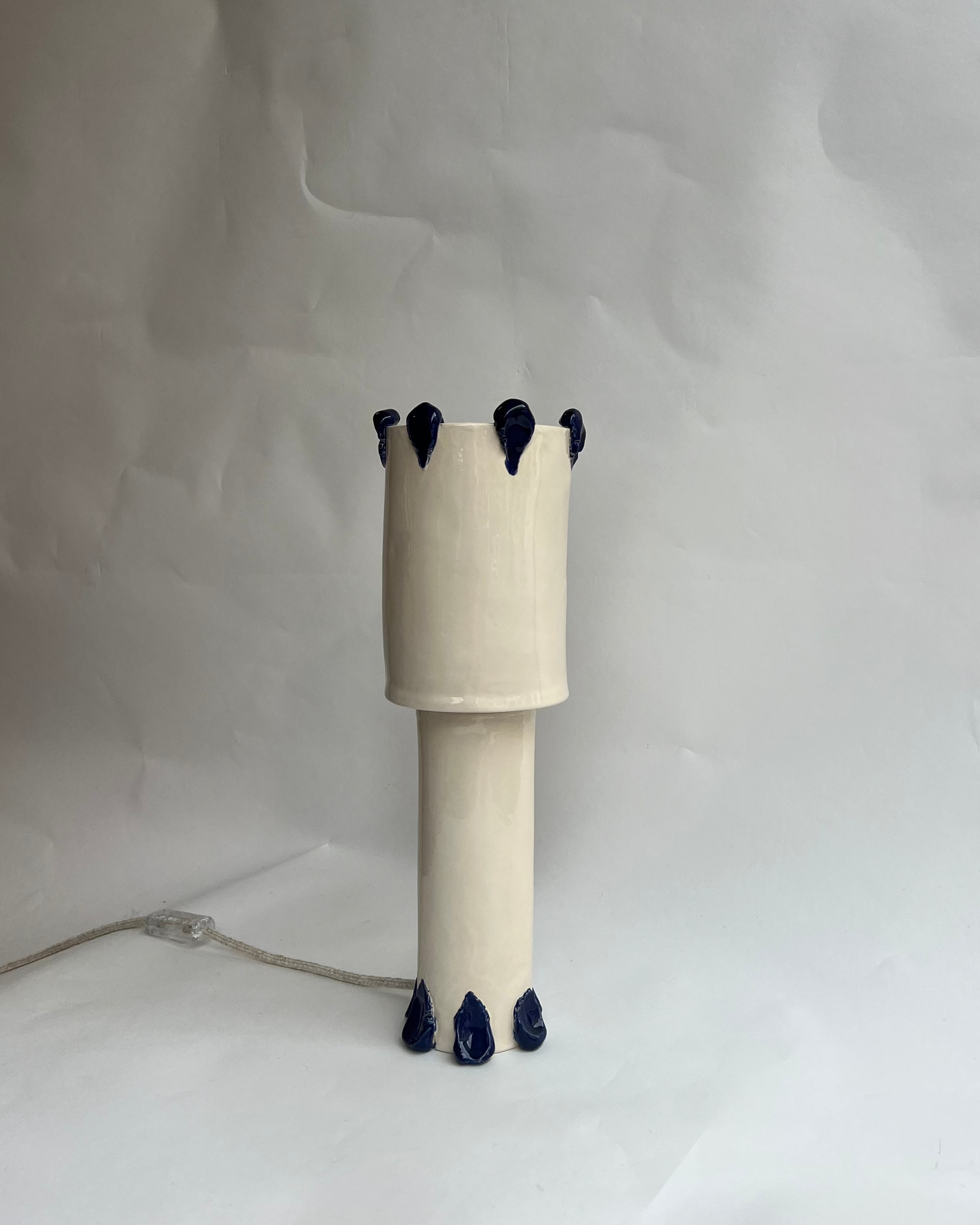 Tall Lamp -  ceramics I Crème - Bonheur Blue Smudge